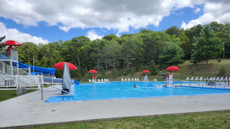 The Olympic-sized pool and waterslide on the grounds of Dans Mountain State Park, Maryland