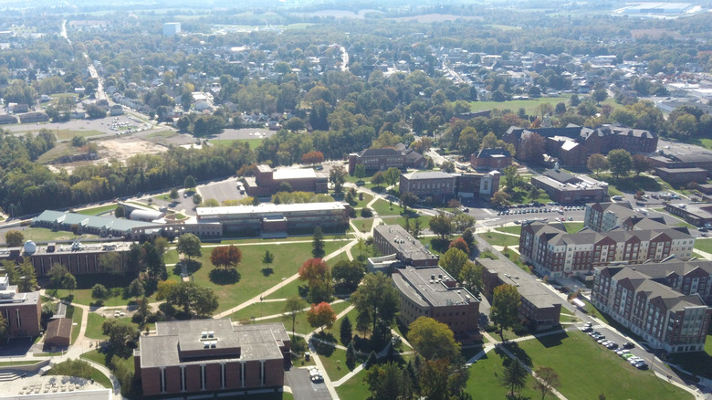 Aerial view of Shippensburg University's campus