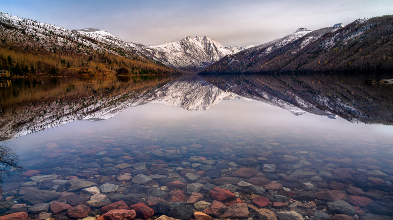 Snow around Coldwater Lake and Mount St. Helens in Washington