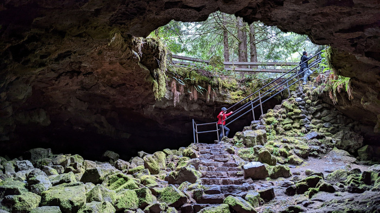 Interior of Ape Cave in Cougar, Washington