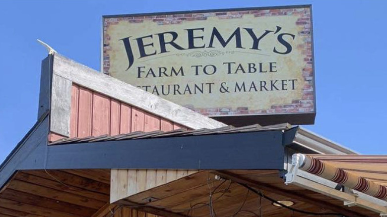 The sign at Jeremy's Farm to Table Restaurant & Market in Chehalis, Washington