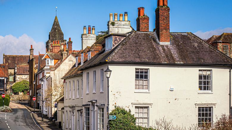 Old buildings along the street in Midhurst, England