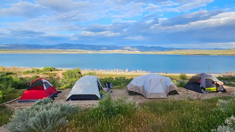 Tents near the waters of Yuba Lake