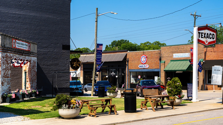 Texaco Station Park in downtown Franklinton, North Carolina