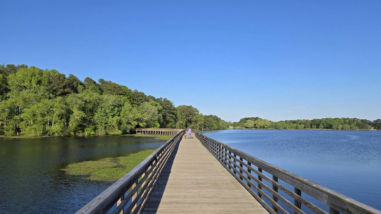 view of Wilson Lake from bridge, North Carolina