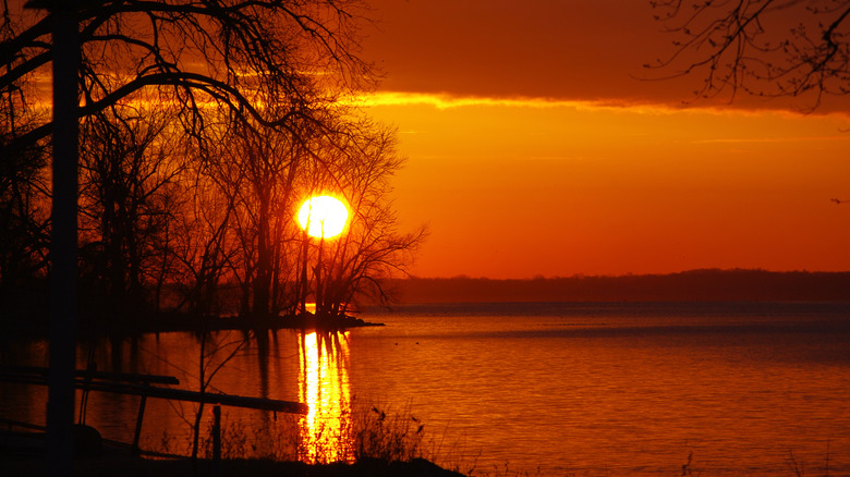 The sun sets over Lake Koshkonong in Wisconsin