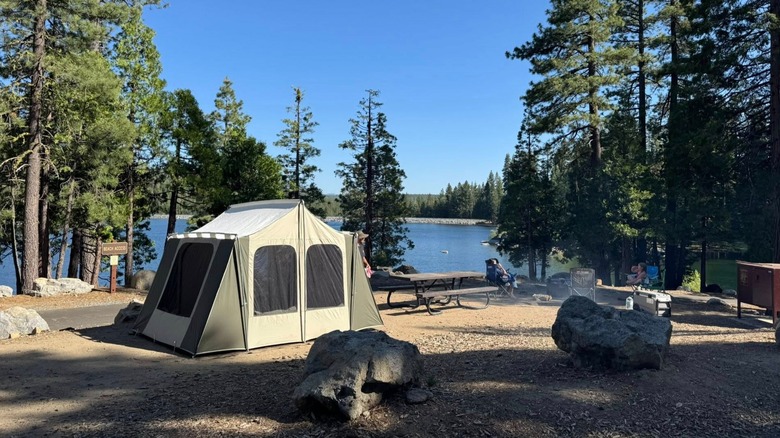 People camping at Ice House Reservoir in California