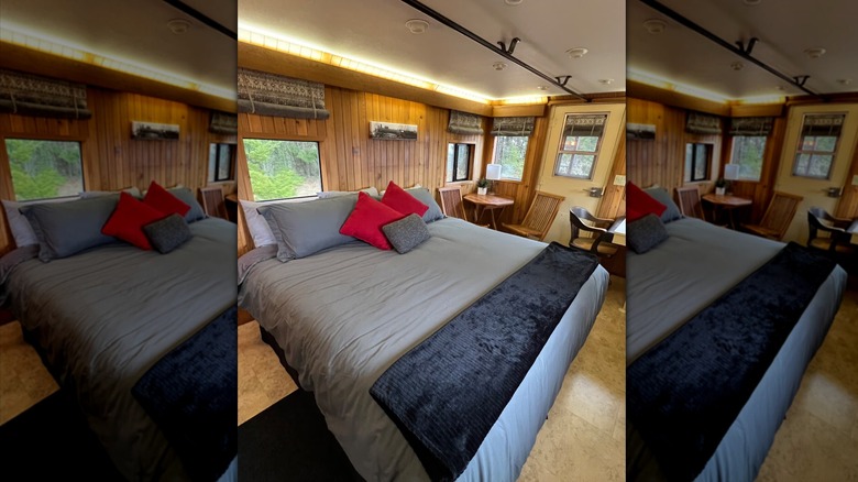 Interior of the Cozy Caboose in Philomath, Oregon