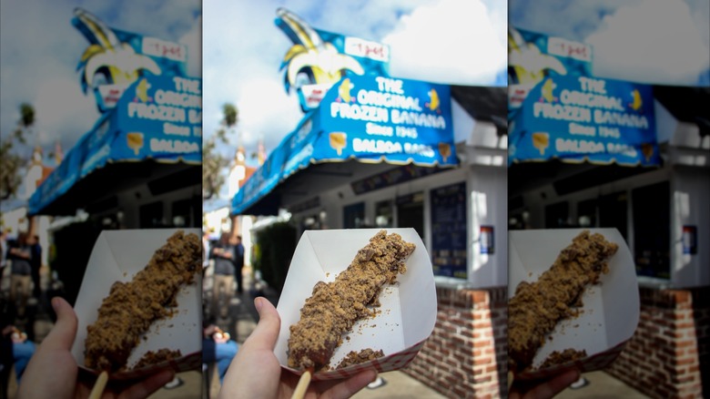 A frozen banana with Reese's toppings on Balboa Island in Orange County, California