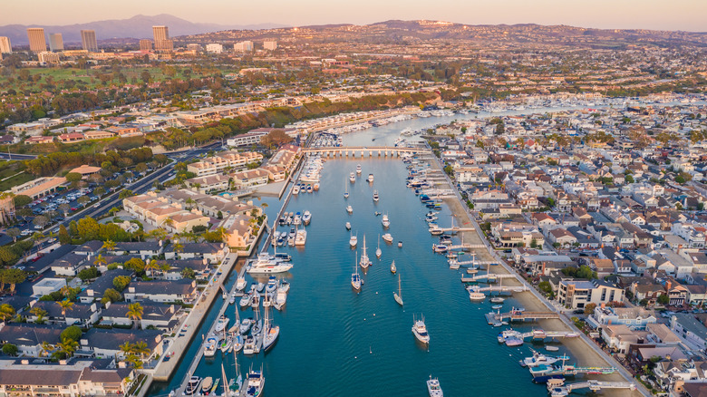 Balboa Island, a walkable island between San Diego and Los Angeles, on the right