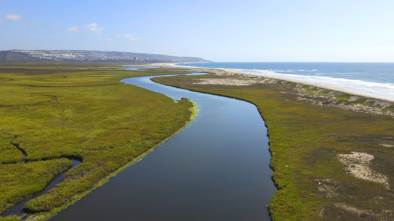 Tijuana River flowing into the Pacific Ocean