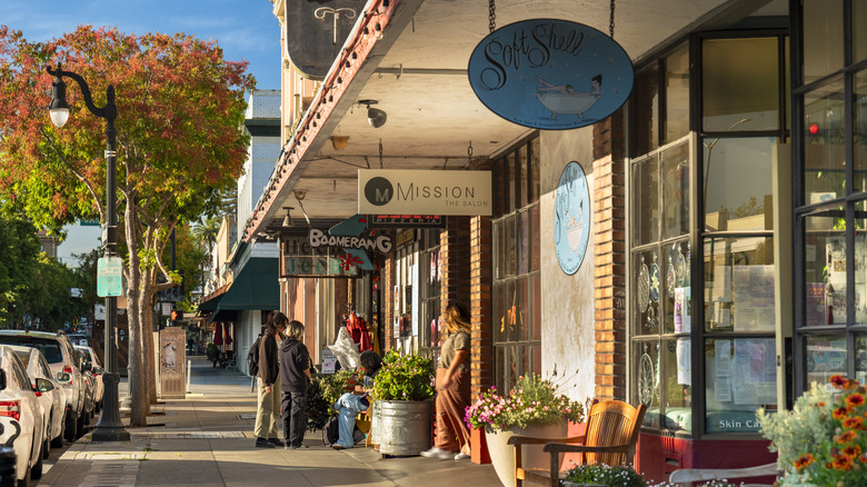 Storefronts in a quaint downtown area