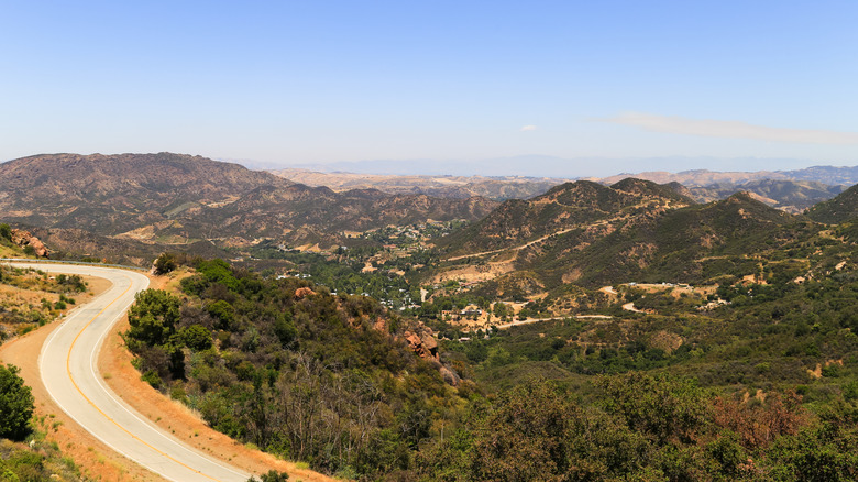 View of Mulholland Highway winding through the Santa Monica Mountains