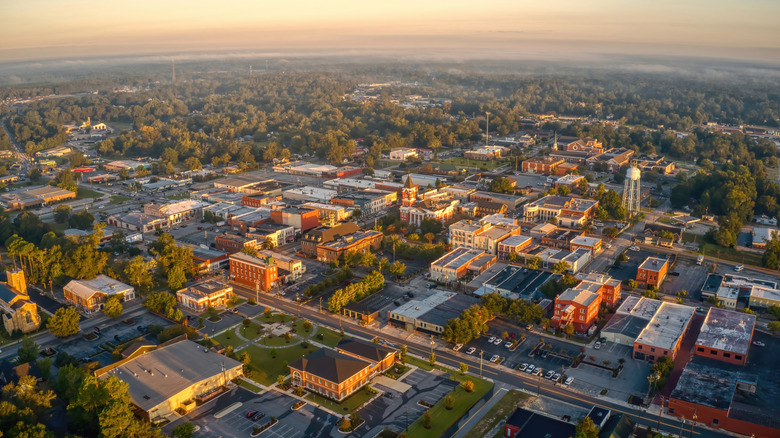 The city of Statesboro, Georgia from an aerial view