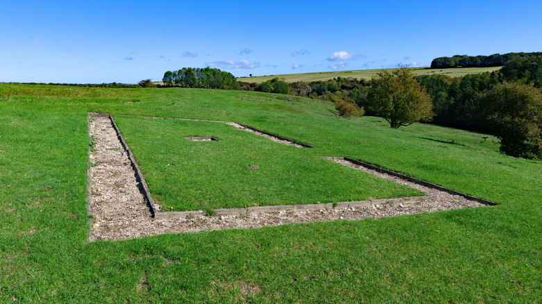 Outline of abandoned houses in Wharram Percy, Yorkshire