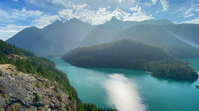 Teal Ross Lake and surrounding mountains