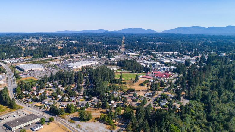 areal drone picture of Covington, Washington
