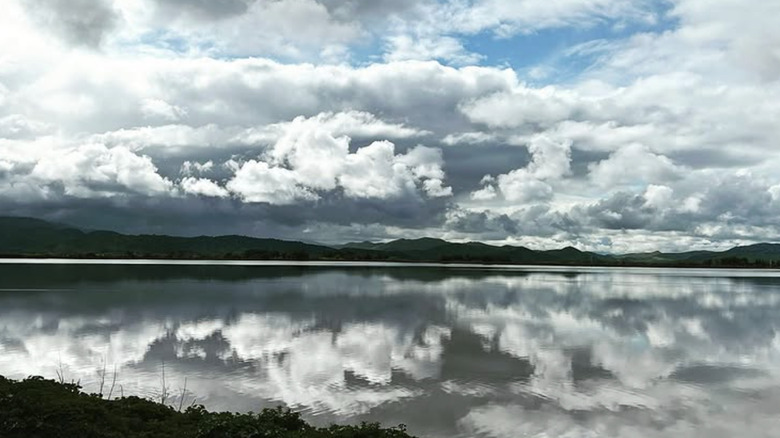 Clouds over Bravo Lake in Woodlake, CA