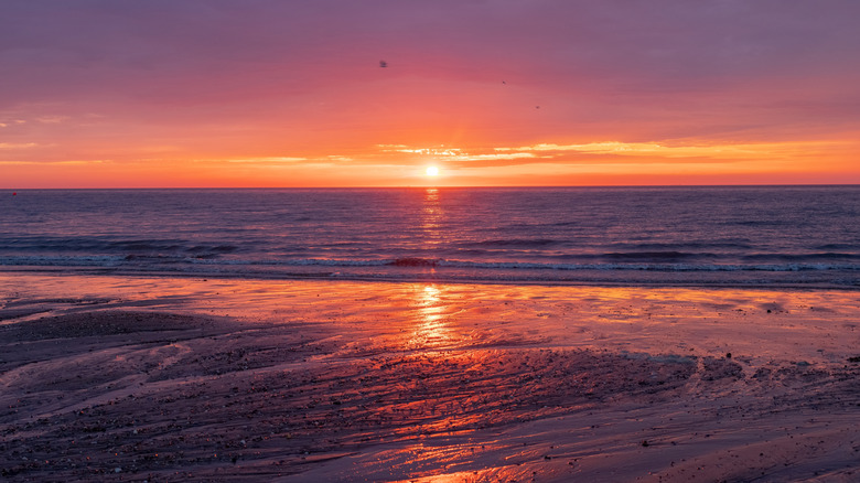 Sunset on the beach in Hunstanton, England