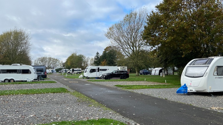 Motorhomes parked at Sutton-on-Sea Club Campsite