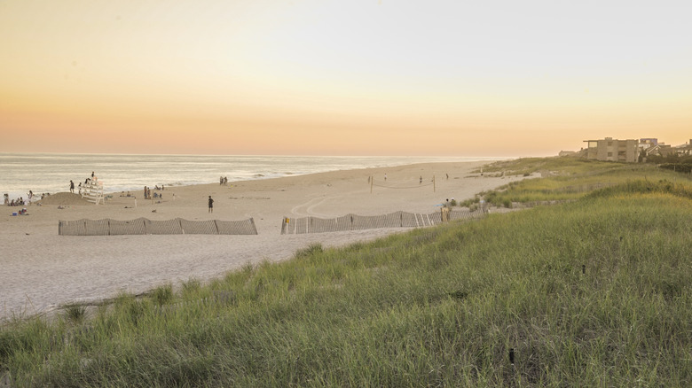 View of Mecox Beach at sunset in Bridgehampton, New York