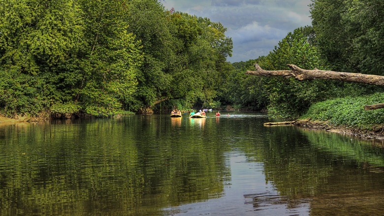 Floating on the river in Washington State Park in De Soto, Missouri