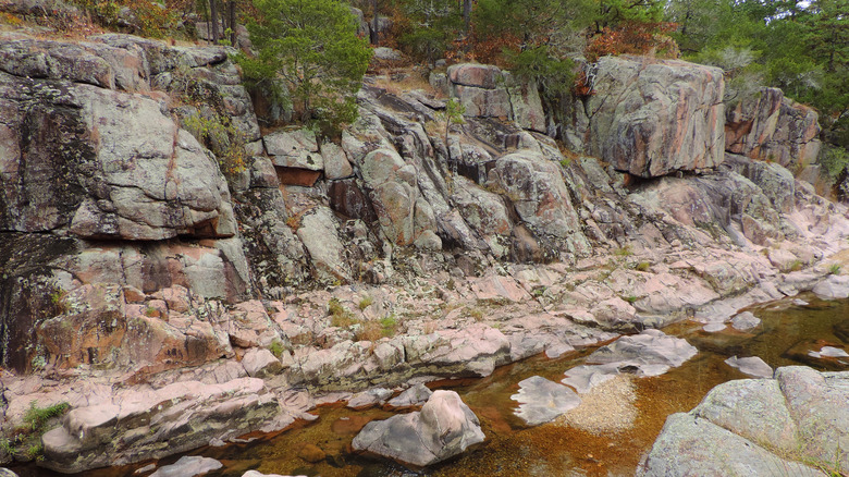 Pink Volcanic rock at Missouri's Castor River Shut-Ins