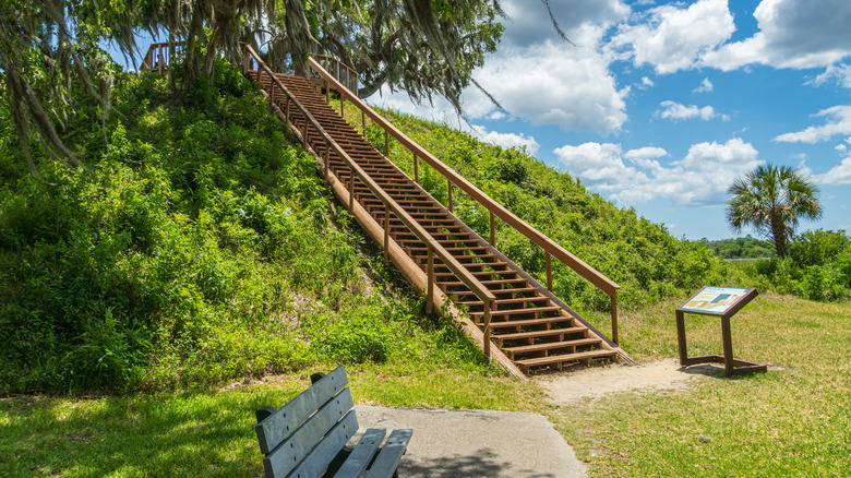 Stairs to Temple Mound A at Crystal River Archaeological State Park