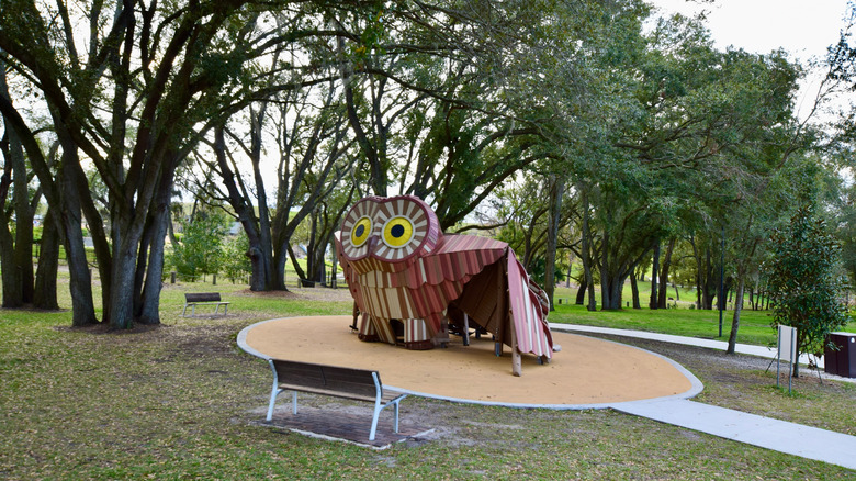 Owl-shaped play structure in Bonnet Springs Park