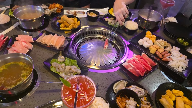 A full spread at KPOT Korean Barbecue and Hot Pot﻿