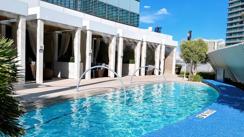 Cabanas over looking the rooftop pool