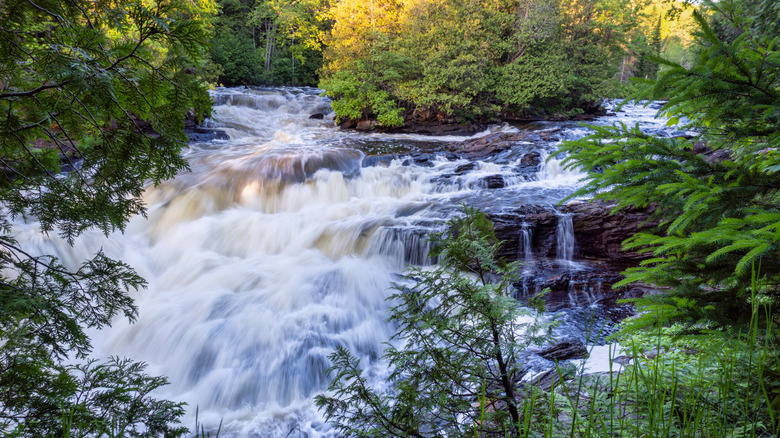 A beautiful cascading waterfall in Bancroft, Ontario, Canada