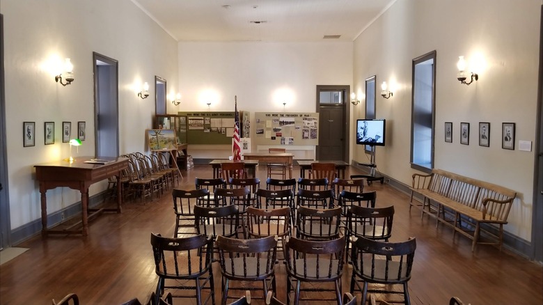 Courtroom at McFarland State Historic Park, Arizona, with historic relics and exhibits on display