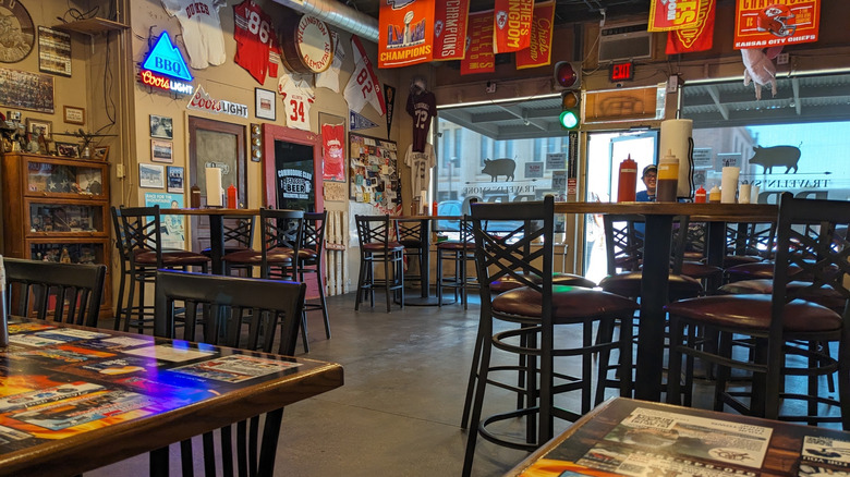 Interiors at the Travelin' Smoke BBQ restaurant in Wellington, Kansas