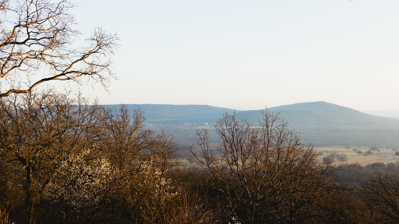 Morning sunrise in Graham, Texas, with mountain scenery