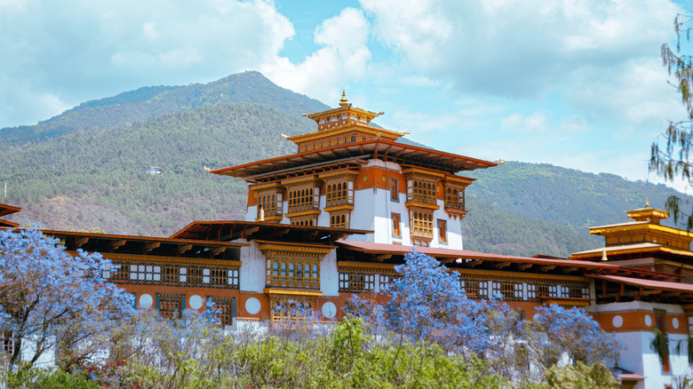 View of a monastery in Bhutan.