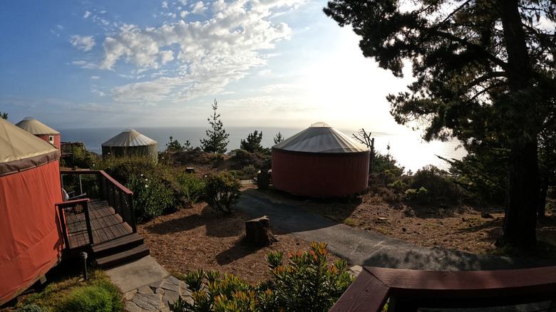 An aerial view of the Treebones Resort