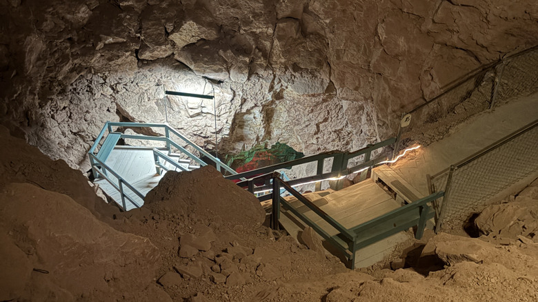 Steps leading down into a cave in the Grand Canyon