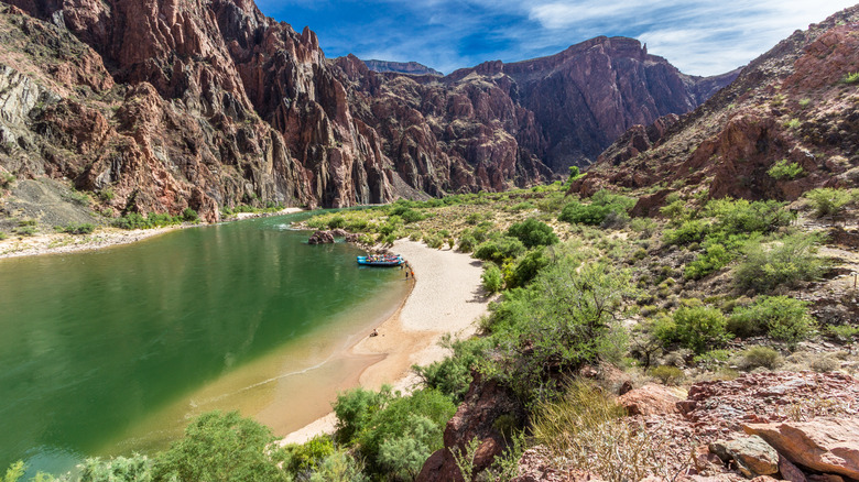 A riverside beach inside the Grand Canyon