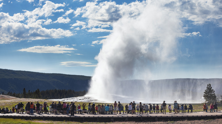 Eruption of Old Faithful geyser in Yellowstone National Park