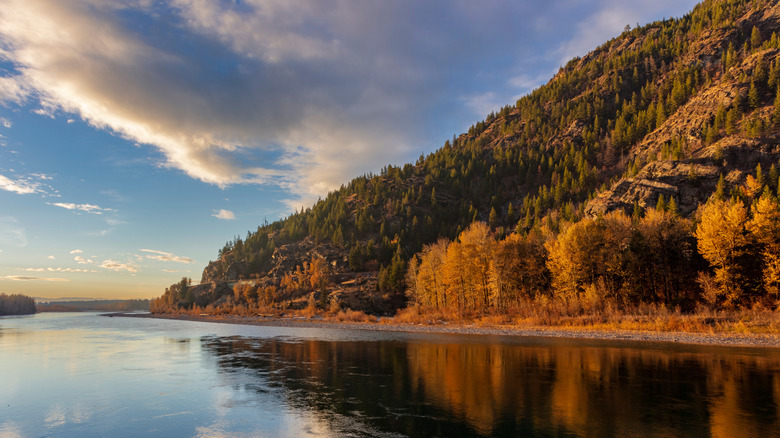 Sunset on the Bad Rock Canyon's Flathead River