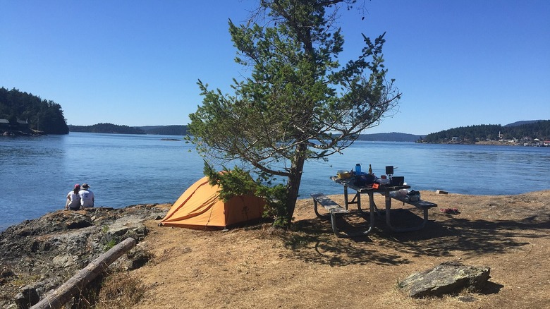 Primitive campsite on Blind Island, Puget Sound, Washington
