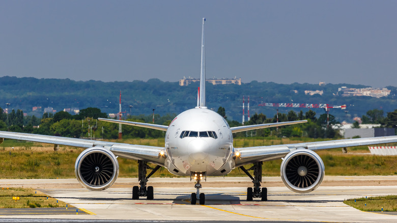 A Boeing 777-300 ER on the runway in France
