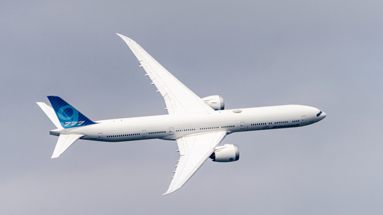 A test flight of the Boeing 777X in Seattle