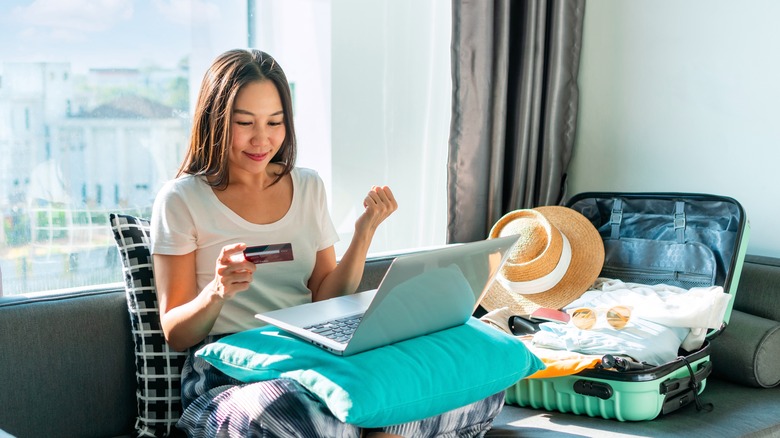 woman booking flight