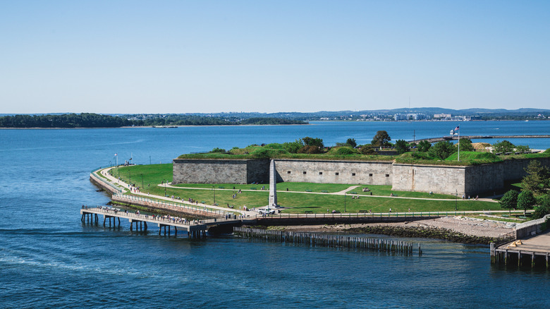 A view of historic Fort Independence on Castle Island in South Boston, Massachusetts