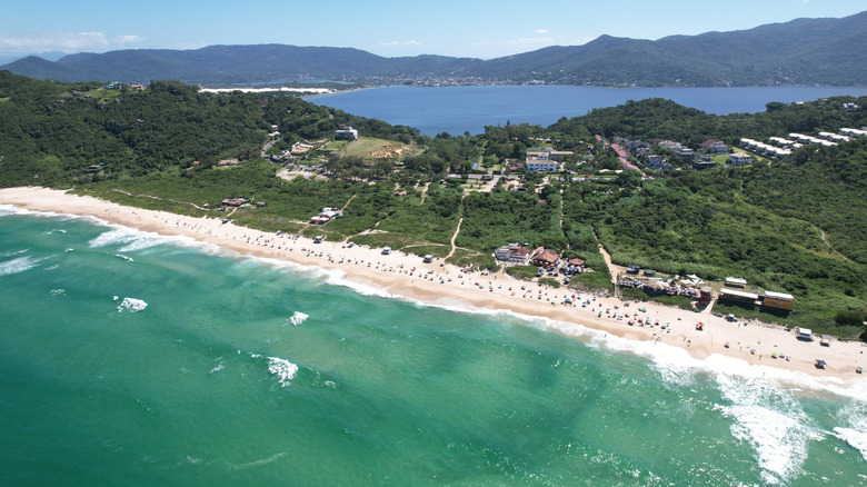 Aerial view of Mole Beach and Lake Conceição