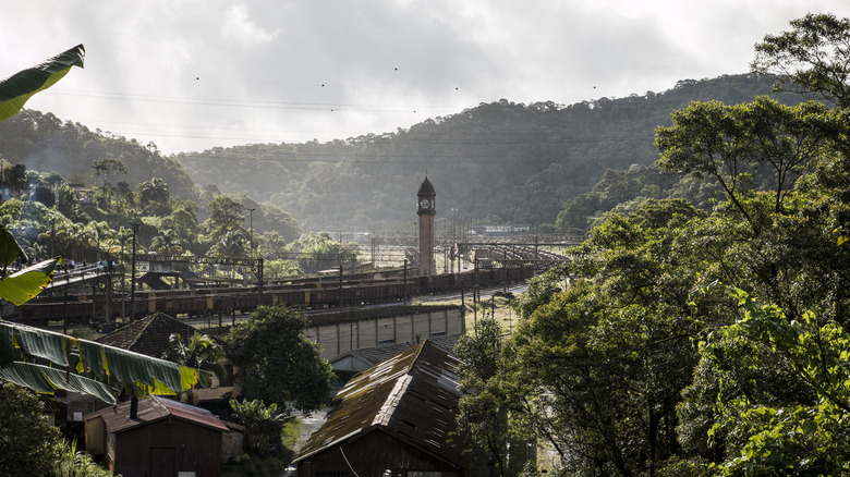 Clock tower and railway in Paranapiacaba