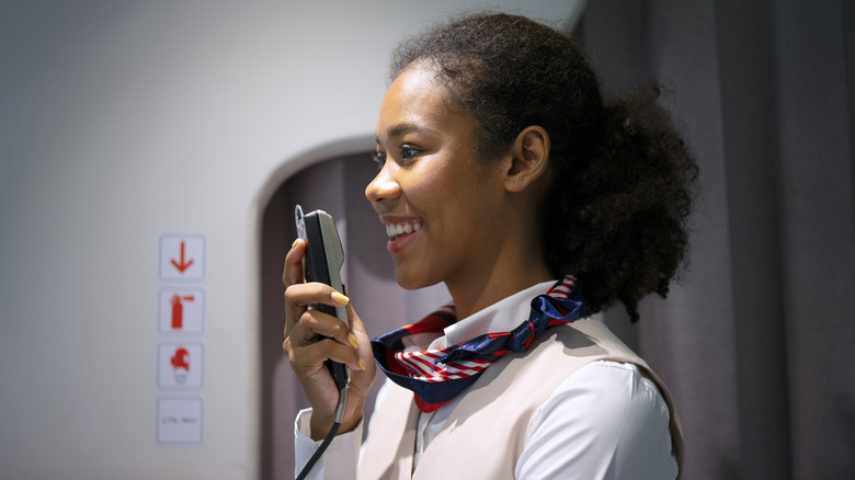 flight attendant announcing info