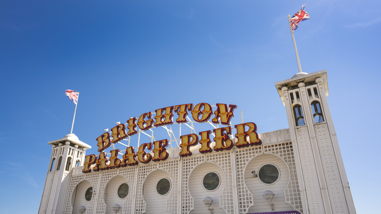 The facade at the entrance of Brighton Palace Pier.